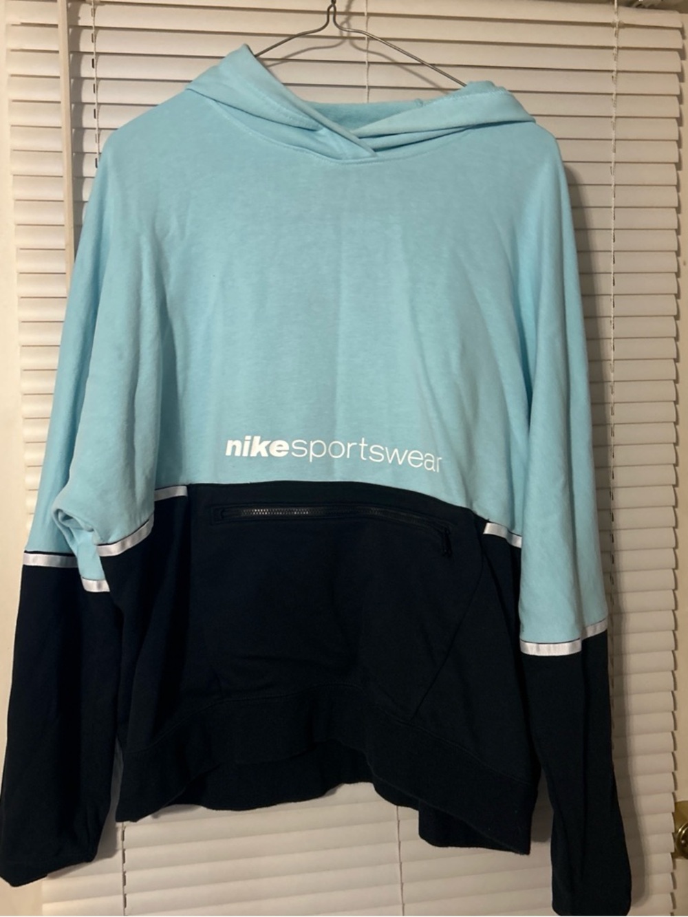 Nike Light Blue Pullover Hoodie with White Swoosh